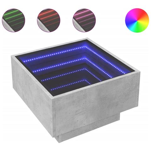 Tavolino Salotto Con Led Grigio Cemento 50x50x30 Cm Multistrato - Foto 2