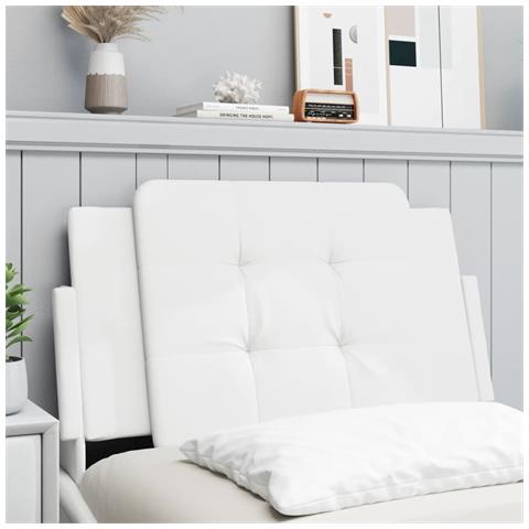 Cuscino Testiera Bianco 80 Cm In Similpelle - Foto 1