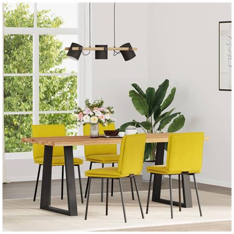 Sedie Da Pranzo 4 Pz Gialle In Velluto - Foto 1