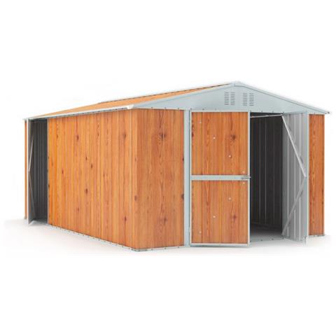 Box Deposito Attrezzi Utensili Doppia Porta Capanno Deposito In Lamiera Zincata 327x459cm X H 215cm - 201 Kg - 15,01 Mq Legno - Foto 2