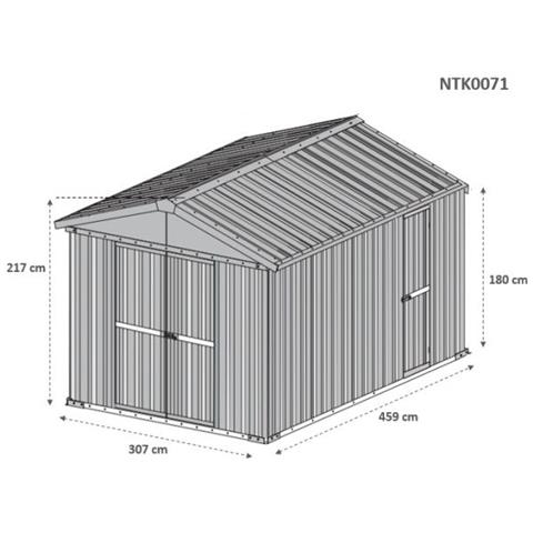 Box Deposito Attrezzi Utensili Doppia Porta Capanno Deposito In Lamiera Zincata 327x459cm X H 215cm - 201 Kg - 15,01 Mq Legno - Foto 5