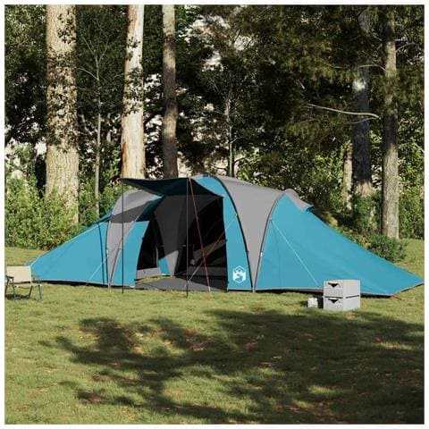 Tenda da Campeggio a Cupola per 4 Persone Blu Impermeabile - Foto 1
