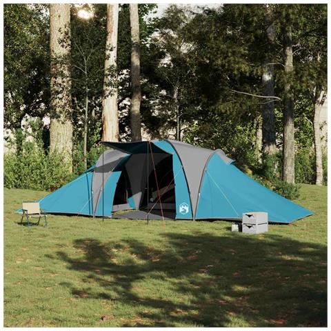Tenda da Campeggio a Cupola per 4 Persone Blu Impermeabile - Foto 2
