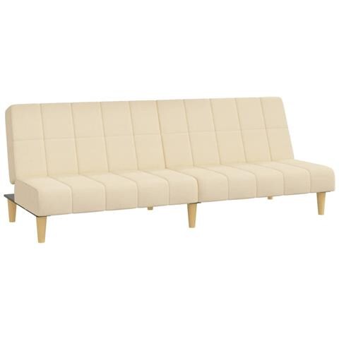 Divano Letto a 2 Posti Crema in Tessuto - Foto 1