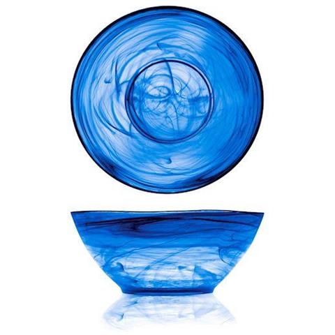 Set 4 insalatiere Alabastro in vetro blu cobalto cm 23 - Foto 1