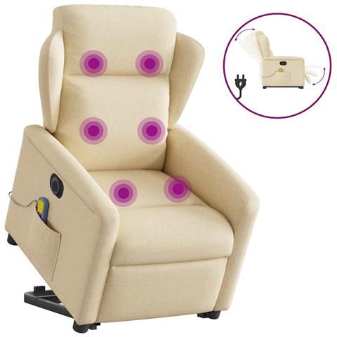 Poltrona Alzapersona Massaggiante Elettrica Crema in Tessuto - Foto 1