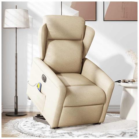 Poltrona Alzapersona Massaggiante Elettrica Crema in Tessuto - Foto 2