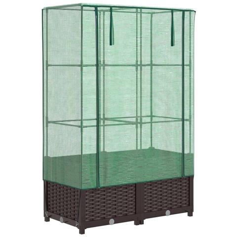 Letto Rialzato con Copertura Serra Effetto Rattan 80x40x138 cm - Foto 1