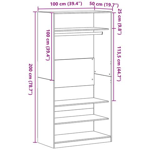 Armadio  Nero Rovere 100x50x200 cm in legno ingegnerizzato - Foto 9