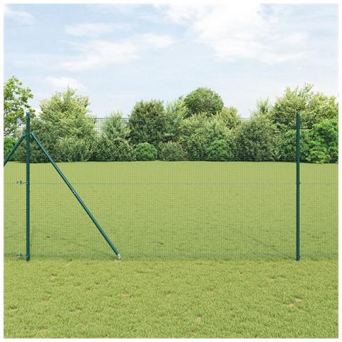 Recinzione in Rete Saldato con 13 Pali a Punta Verde 1.5x25 m Acciaio - Foto 2