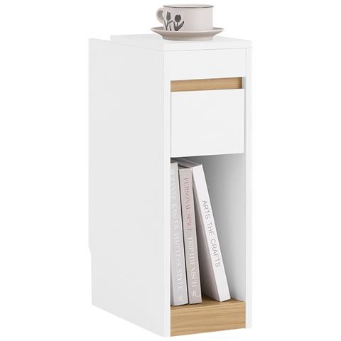 Sobuy Comodini Con Piano Rimovibile E Cassetto, Tavolino Stretto Per Divano, Comodini Per Camera E Soggiorno, Tavolo Alto Stretto Bianco E Legno 20 X 35 X 60 Cm Fbt163-wn - Foto 1