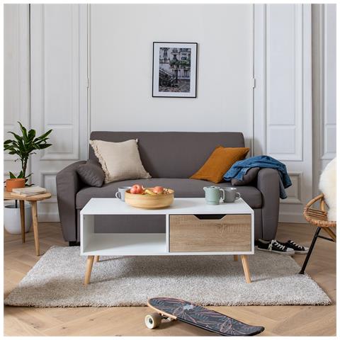 Tavolino Freja Bianco In Stile Scandinavo Con Cassetto - Foto 6