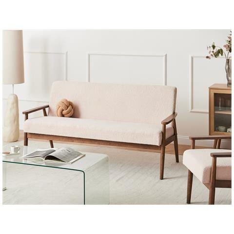 Divano 3 Posti Esrum Bouclé Marrone Scuro /beige - Foto 1
