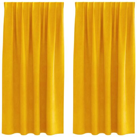 Tende con tende 2 pcs giallo senape 140 x 175 cm Velluto - Foto 1