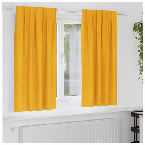 Tende con tende 2 pcs giallo senape 140 x 175 cm Velluto - Foto 2
