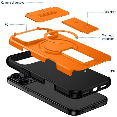 Custodia Magnetica 2-in-1 Con Supporto E Protezione Antiurto Compatibile Con Iphone 17 Air Orange - Foto 2