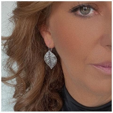 Ciondolo A Forma Di Foglia Placcato Argento - Foto 3