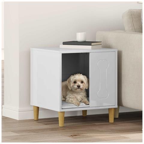 Cuccia per cani Bianco Lucido 44 x 42 x 49 cm Legno multistrato - Foto 2