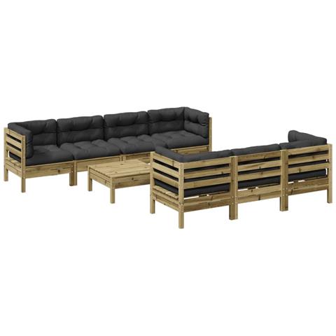 Set Divani da Giardino 8pz con Cuscini Legno Impregnato di Pino - Foto 1