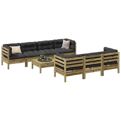 Set Divani da Giardino 8pz con Cuscini Legno Impregnato di Pino - Foto 2