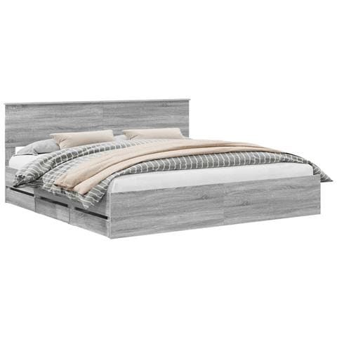 Struttura del letto con cassetto Grigio Sonoma 200 x 200 cm - Foto 1
