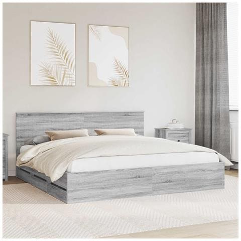 Struttura del letto con cassetto Grigio Sonoma 200 x 200 cm - Foto 2