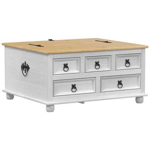 storage box con cassetto Bianco 90 x 78 x 45 cm Pino massello - Foto 1