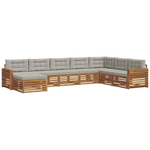 Set divani con cuscino 8 pcs Grigio Naturale e Chiaro - Foto 1