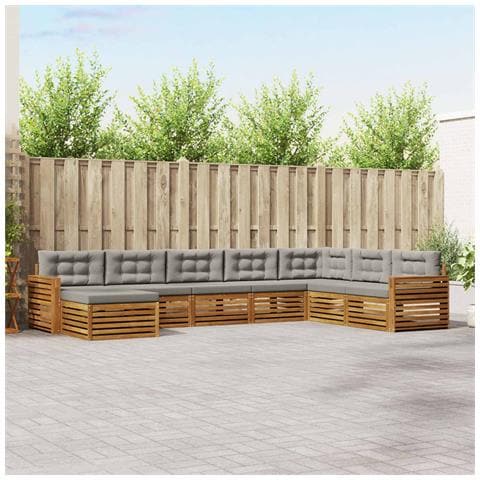 Set divani con cuscino 8 pcs Grigio Naturale e Chiaro - Foto 2