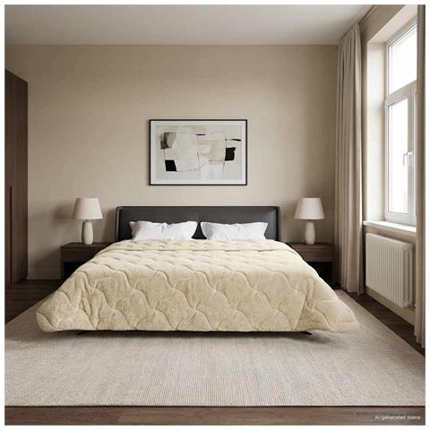 Duvet Invernale Crema 200 x 240 cm Microfibra e Fleece Teddy - Foto 2