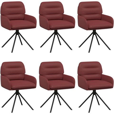 Sedie da pranzo girevoli 6 pcs Similpelle Rosso Vino - Foto 1