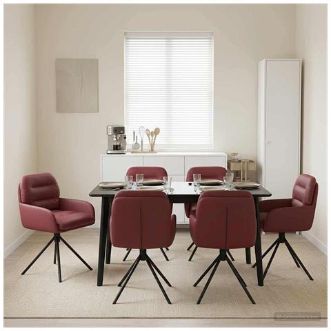 Sedie da pranzo girevoli 6 pcs Similpelle Rosso Vino - Foto 2