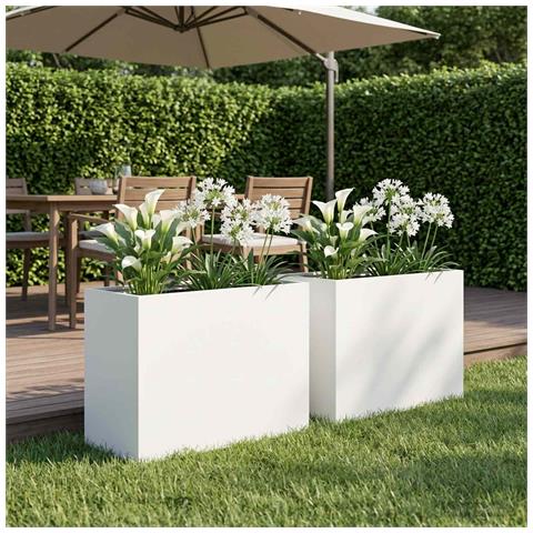 Vaso da giardino 2 pz Bianco 60 x 30 x 40 cm - Foto 2