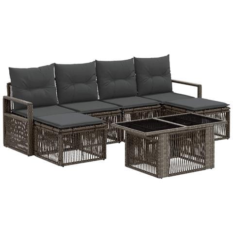 Set Divano da Giardino 7 pz Grigio e Grigio Scuro polyrattan - Foto 1