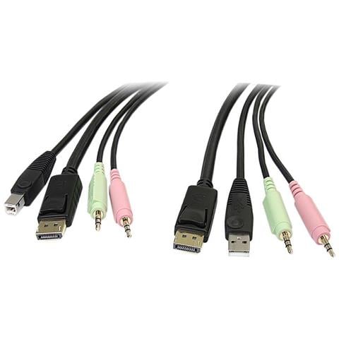 Cavo switch KVM DisplayPort USB 4 in 1 con audio e microfono 1,8 m - Foto 1