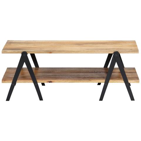 Tavolino Da Caffè 115x60x40 Cm In Legno Massello Di Mango - Foto 10