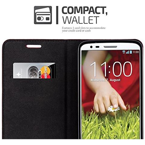 Custodia Compatibile Con Lg G2 In Rosso Mela - Coperchio Protettiva Con Chiusura Magnetica, Funzione Stand E Tasca Per Le Carte - Foto 2