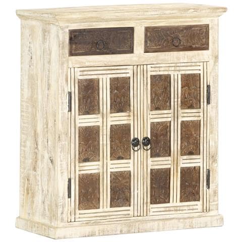 Credenza Bianca 65x30x75 Cm In Legno Massello Di Mango - Foto 1