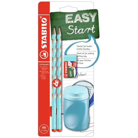 EASYgraph S - School Set - Azzurro - per Destrimani - con Gomma + Temperino - Foto 1