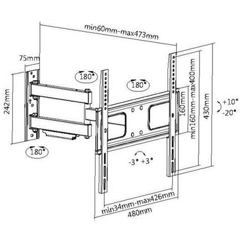 Supporto TV da Parete H 25-1 32-55" Portata Max 50 kg - Foto 1