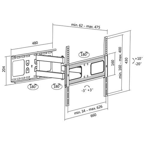 BP0028 70" Nero supporto da parete per tv a schermo piatto - Foto 3