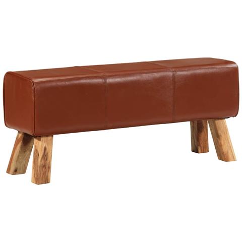 Panca Marrone 110 Cm Vera Pelle Capra E Massello Mango - Foto 10