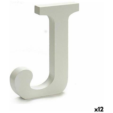 Lettera J Legno Bianco (1,8 X 21 X 17 Cm) (12 Unità) - Foto 1