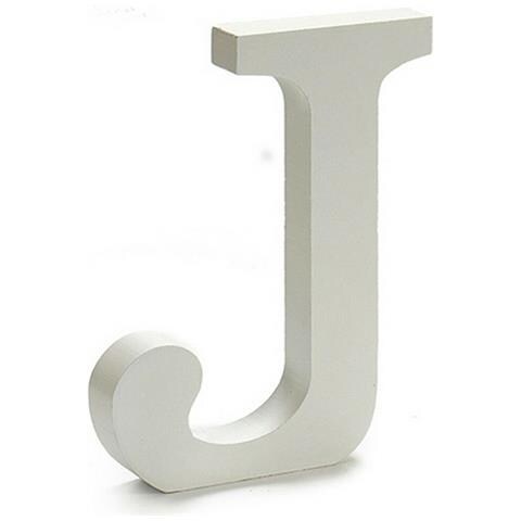 Lettera J Legno Bianco (1,8 X 21 X 17 Cm) (12 Unità) - Foto 2