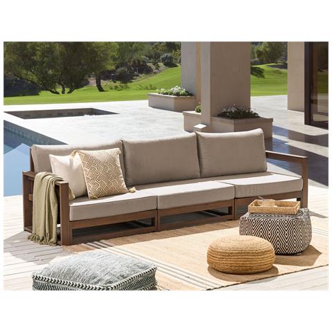 Divano Da Giardino Modulare 3 Posti Legno D'acacia Certificato Scuro Timor Ii - Foto 1