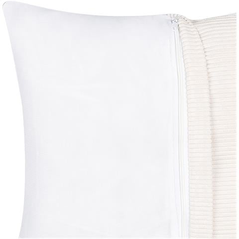 Divano Angolare 4 Posti Lungo Velluto A Coste Bianco Sporco Lato Destro - Foto 2