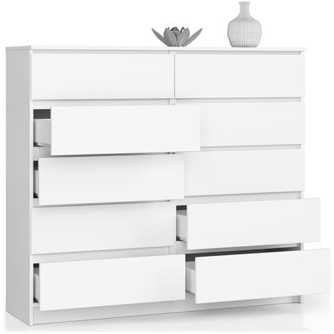 Cassettiera K140, 10 cassetti, 138x40x121 cm, Colore Bianco - Foto 2