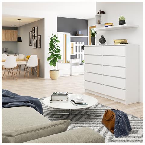 Cassettiera K140, 10 cassetti, 138x40x121 cm, Colore Bianco - Foto 7