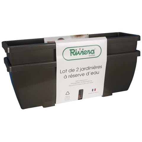 Fioriera In Eva - Set Di 2 Fioriere - Plastica - 57 Cm - Grigio - Foto 1