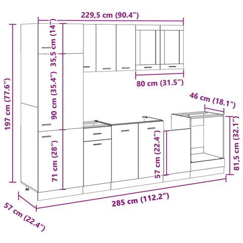 Set Mobili da Cucina 8pz “Lyon” Rovere Sonoma in Truciolato - Foto 10